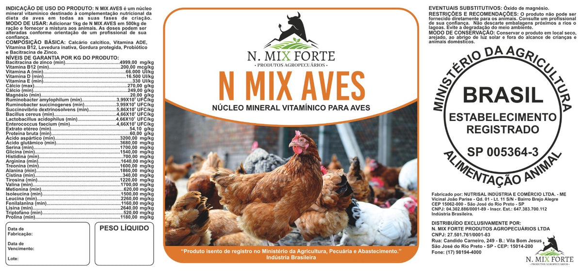 Suplemento Nutricional para Aves de Corte e Postura - N MIX AVES