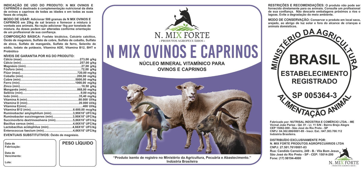 Suplemento Nutricional Completo para Ovinos e Caprinos – Rico em Vitaminas e Minerais