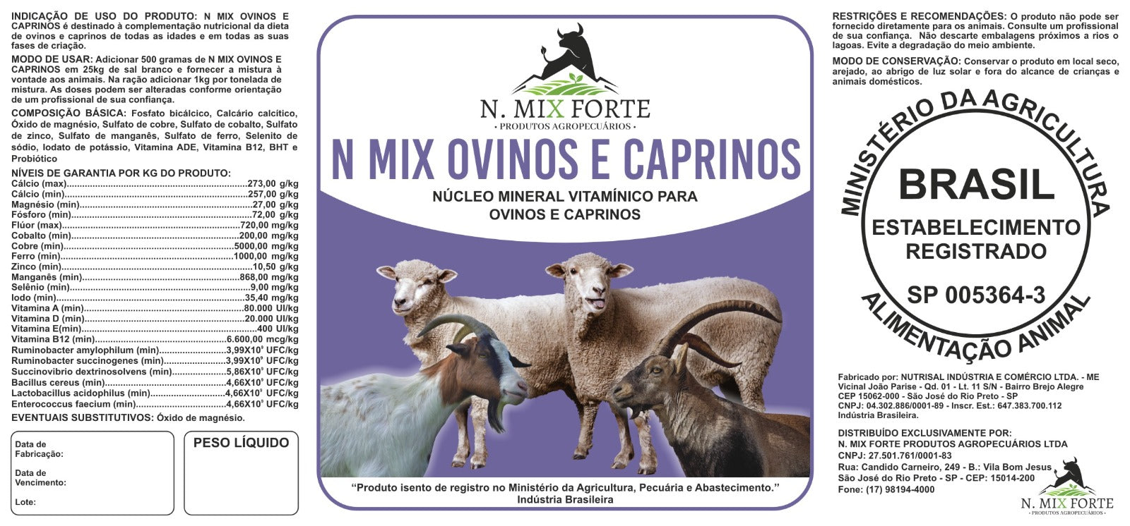 Suplemento Nutricional Completo para Ovinos e Caprinos – Rico em Vitaminas e Minerais